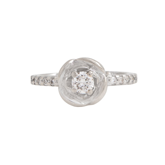 Anillo Solitario Diseño Rosa
