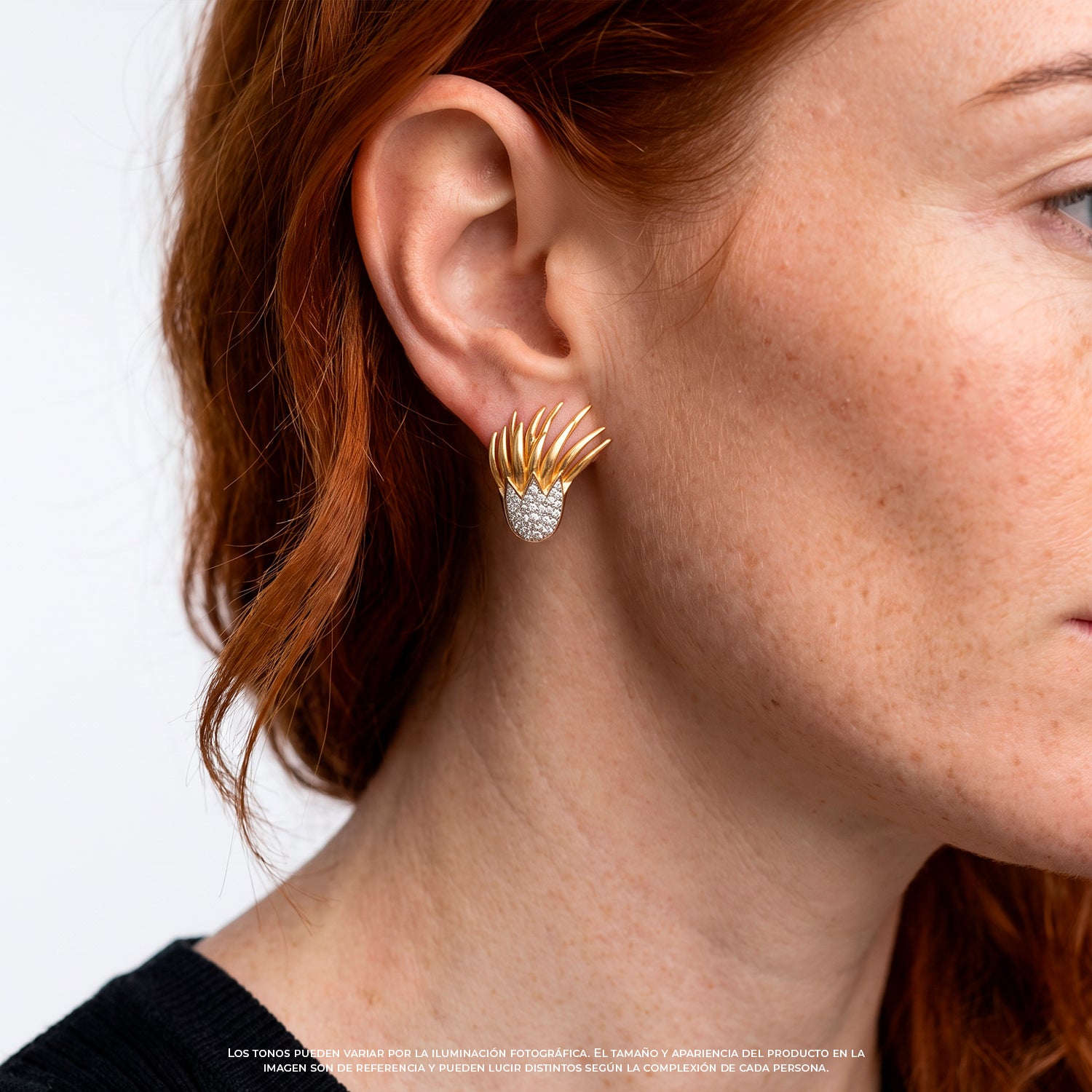Aretes Diseño Flama 14k