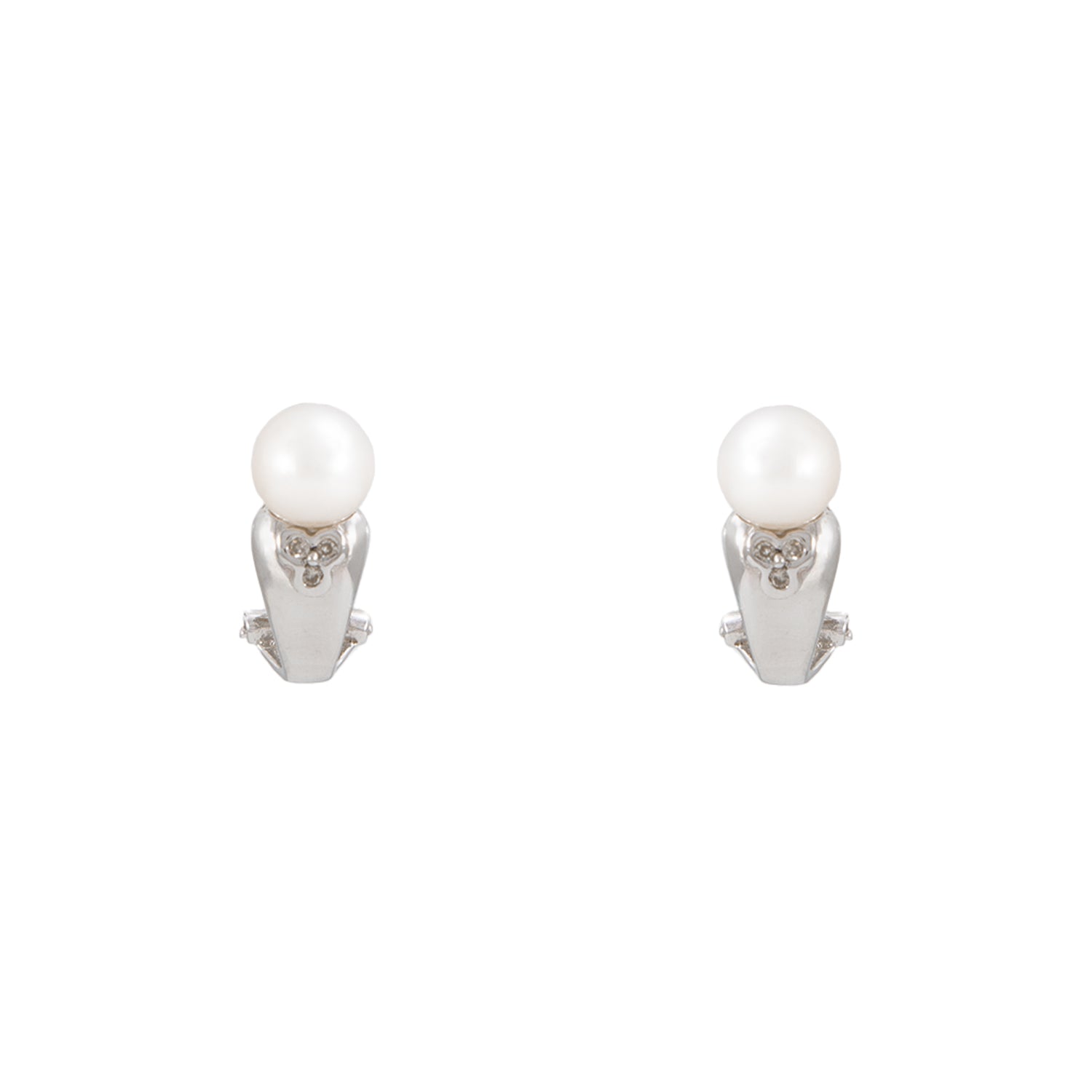Juego de Anillo y Aretes en Oro Blanco de 14k con Perlas y Diamantes