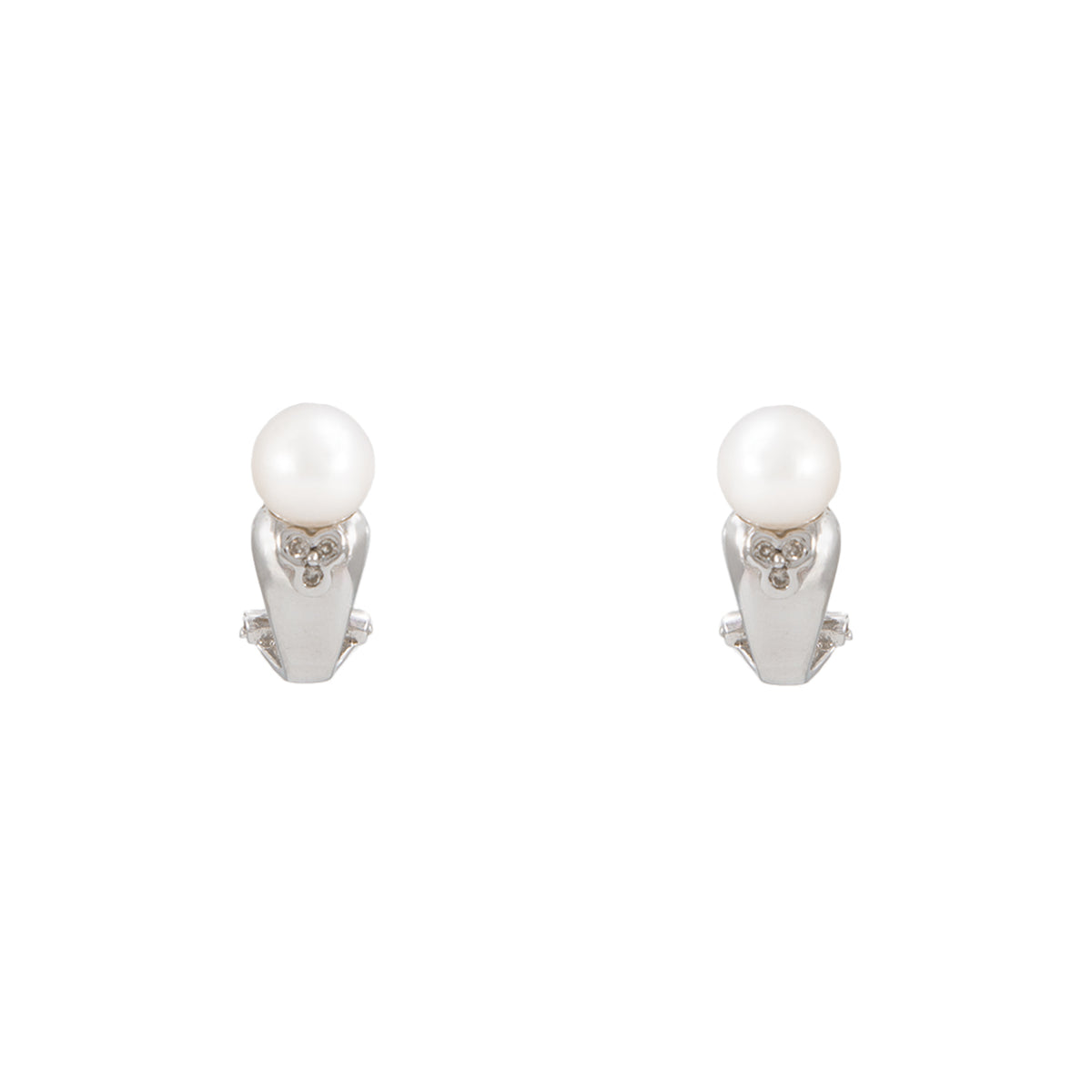 Juego de Anillo y Aretes en Oro Blanco de 14k con Perlas y Diamantes