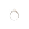 Juego de Anillo y Aretes en Oro Blanco de 14k con Perlas y Diamantes