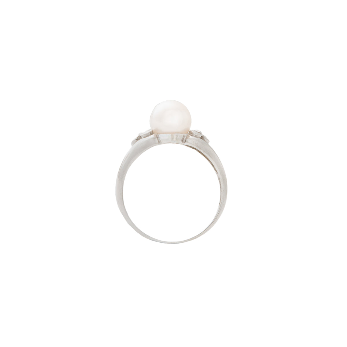 Juego de Anillo y Aretes en Oro Blanco de 14k con Perlas y Diamantes