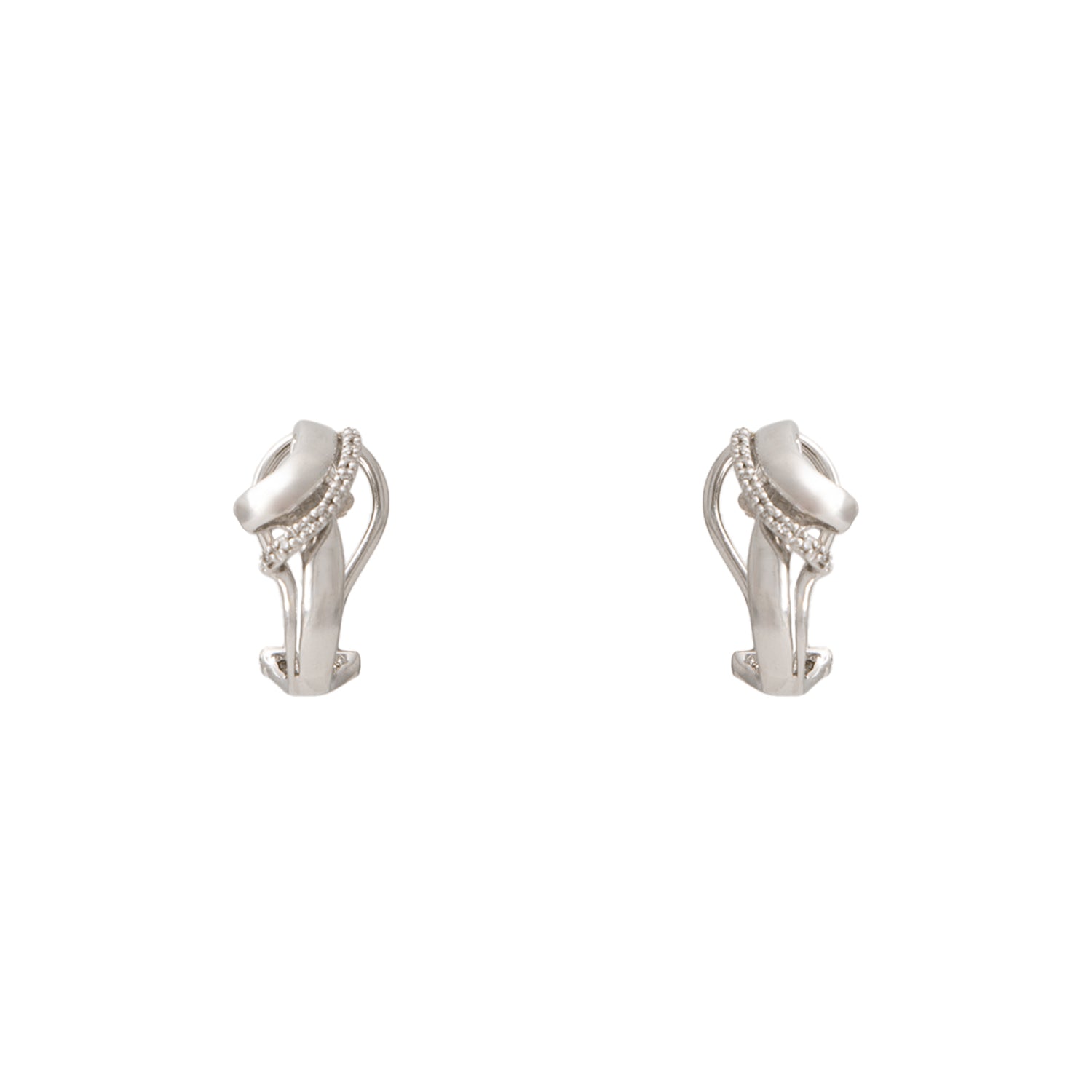 Juego de Aretes y Anillo Diseño Nudo en Oro Blanco de 14k