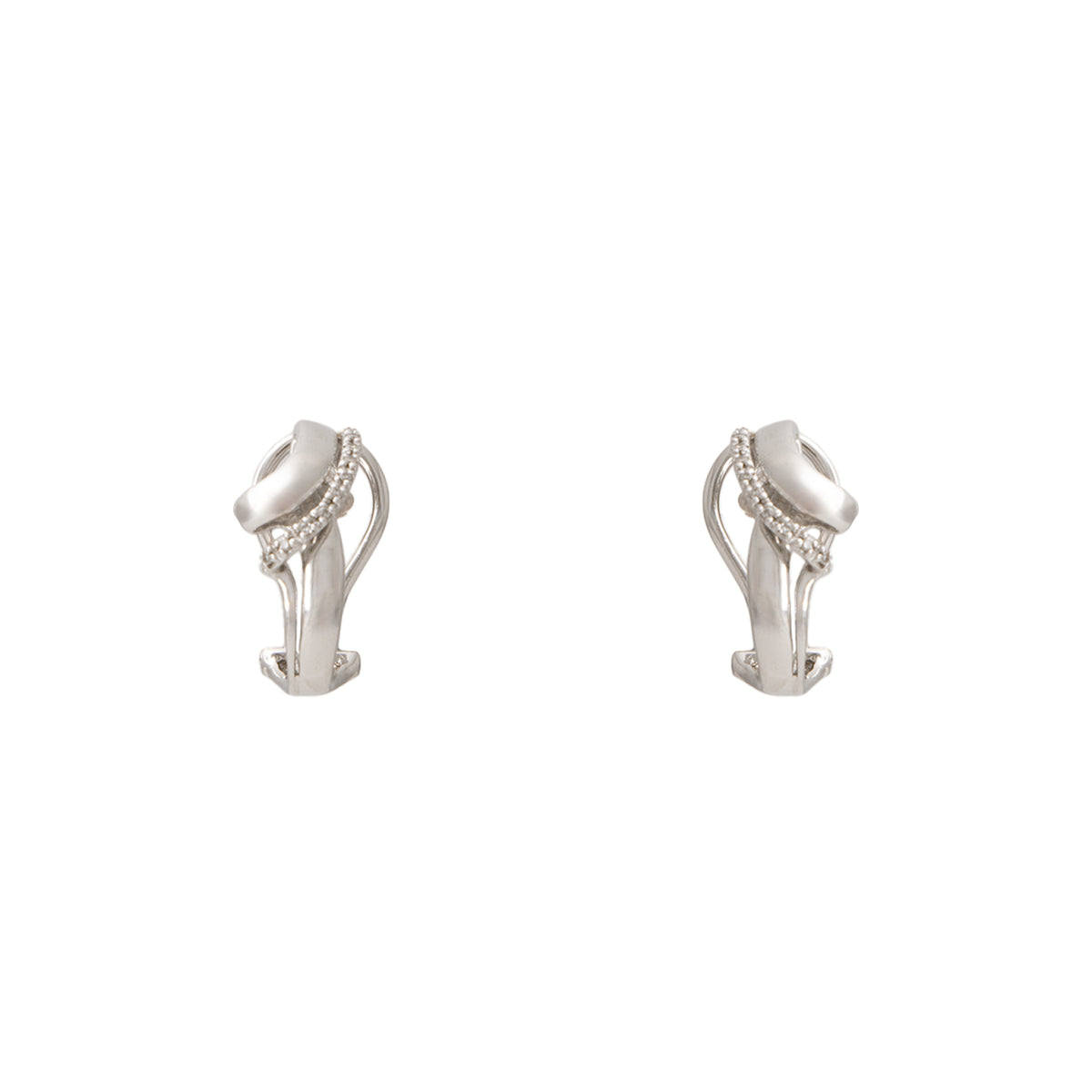 Juego de Aretes y Anillo Diseño Nudo en Oro Blanco de 14k