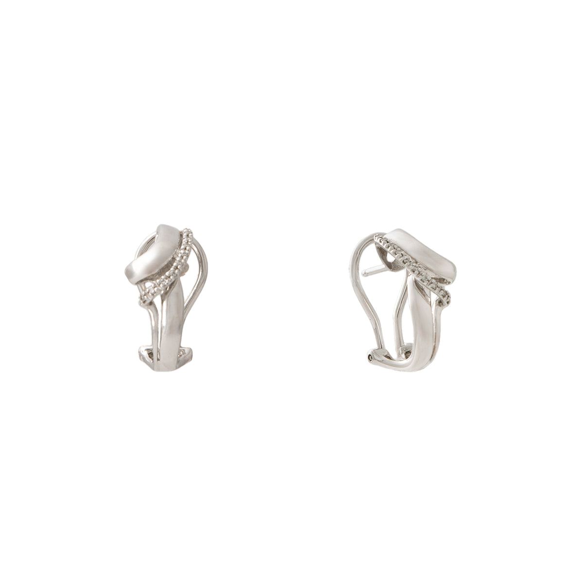 Juego de Aretes y Anillo Diseño Nudo en Oro Blanco de 14k