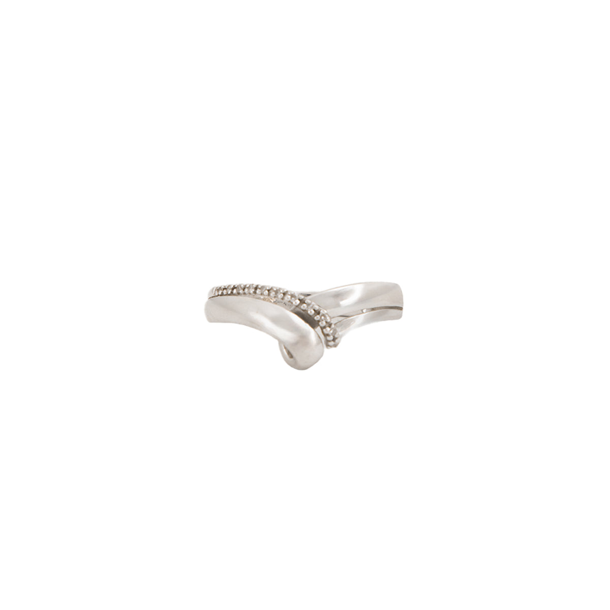 Juego de Aretes y Anillo Diseño Nudo en Oro Blanco de 14k