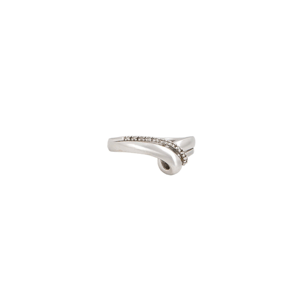 Juego de Aretes y Anillo Diseño Nudo en Oro Blanco de 14k