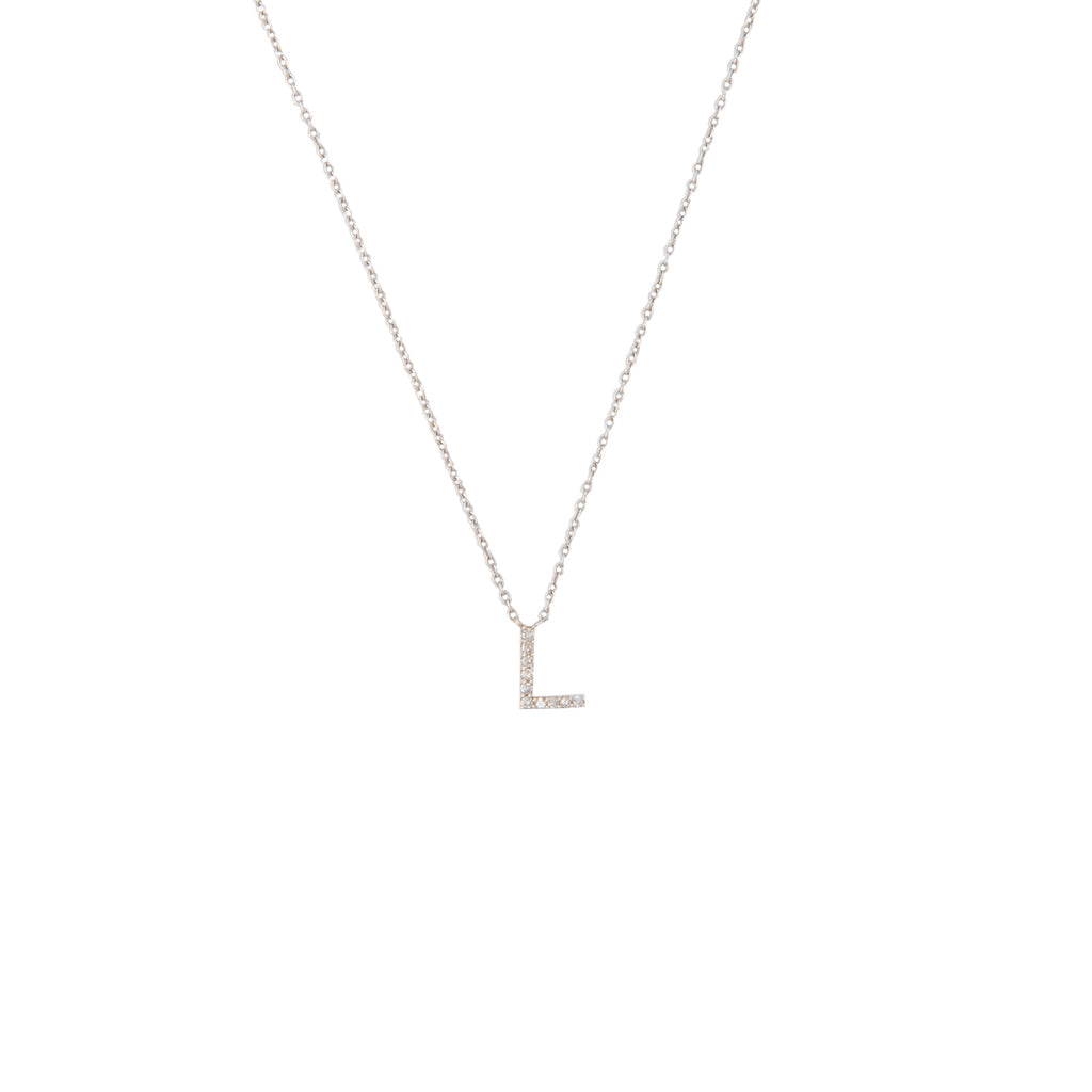 Gargantilla con Dije Letra "L" en Oro Blanco 14K