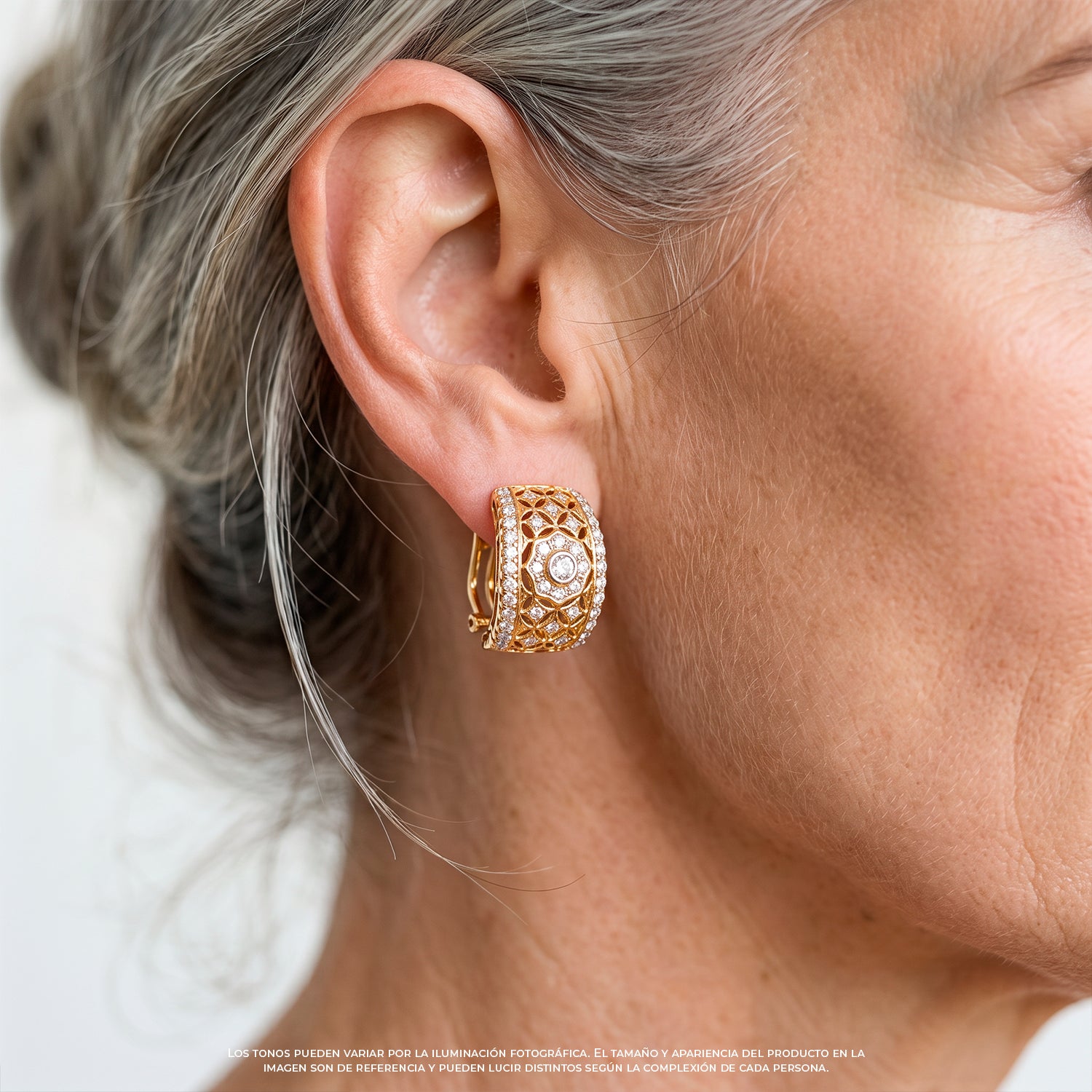 Arracada Ancha con Diamantes 18K