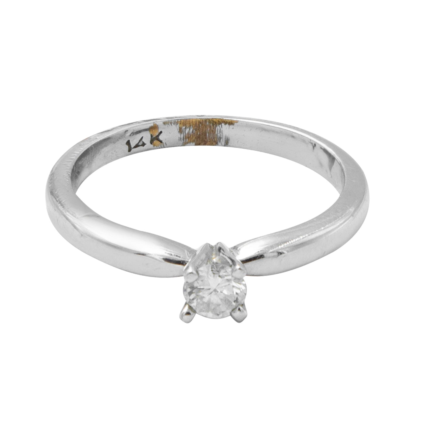 Anillo solitario en oro blanco de 14k con diamante de .25CT