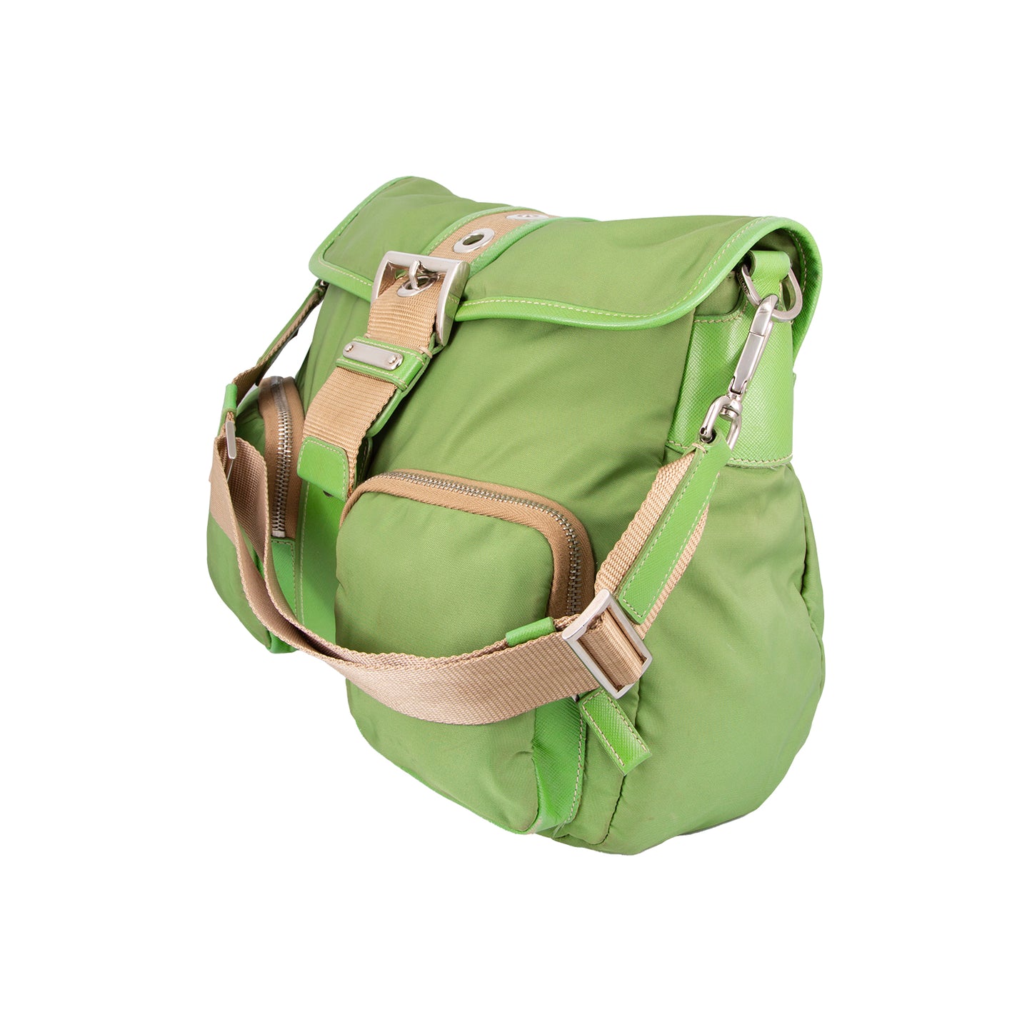 Bolso Green & Tan Vintage Tessuto