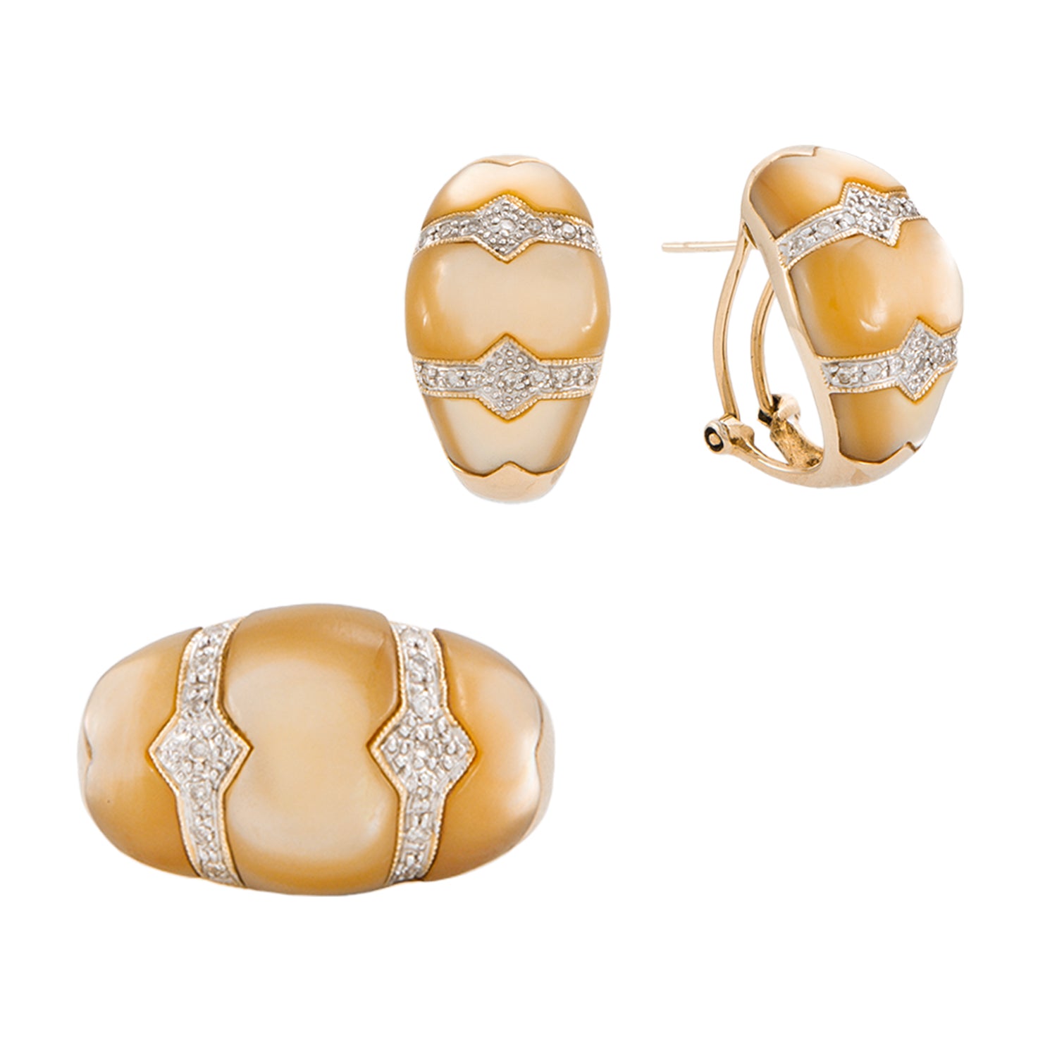 Juego de Aretes y Anillo con Concha Nácar