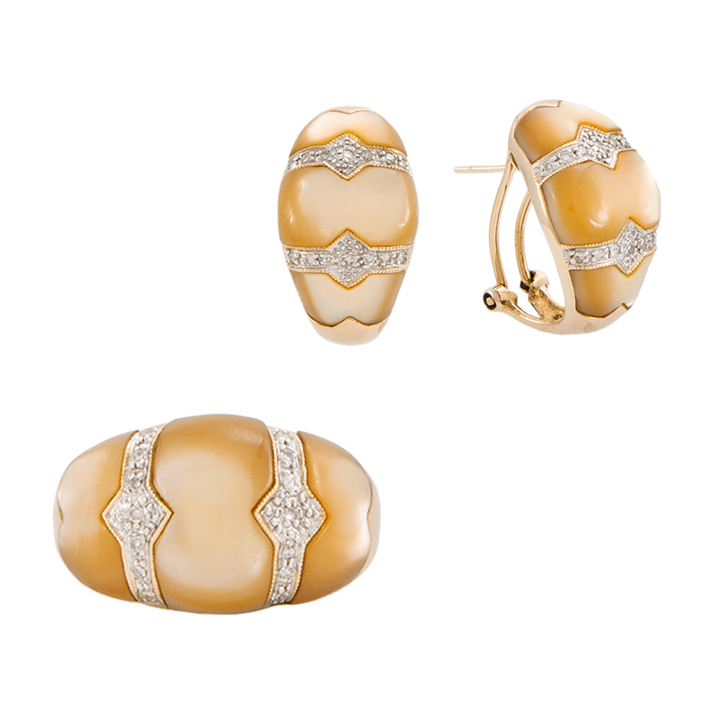 Juego de Aretes y Anillo con Concha Nácar