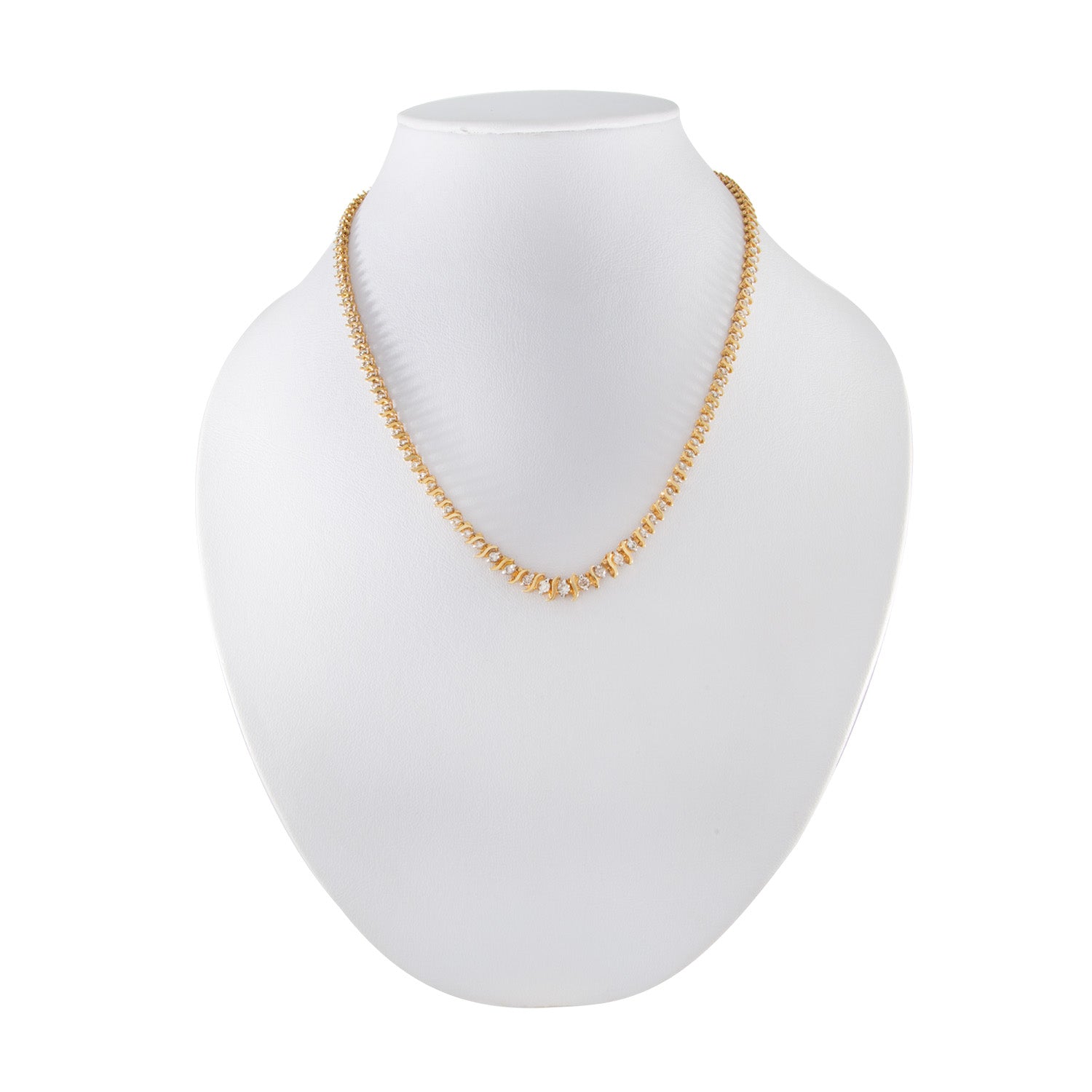 Gargantilla Tejido Tenis en Oro Amarillo 14K con Diamantes