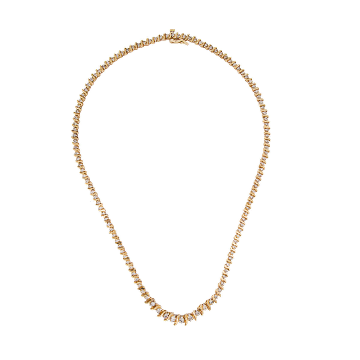 Gargantilla Tejido Tenis en Oro Amarillo 14K con Diamantes