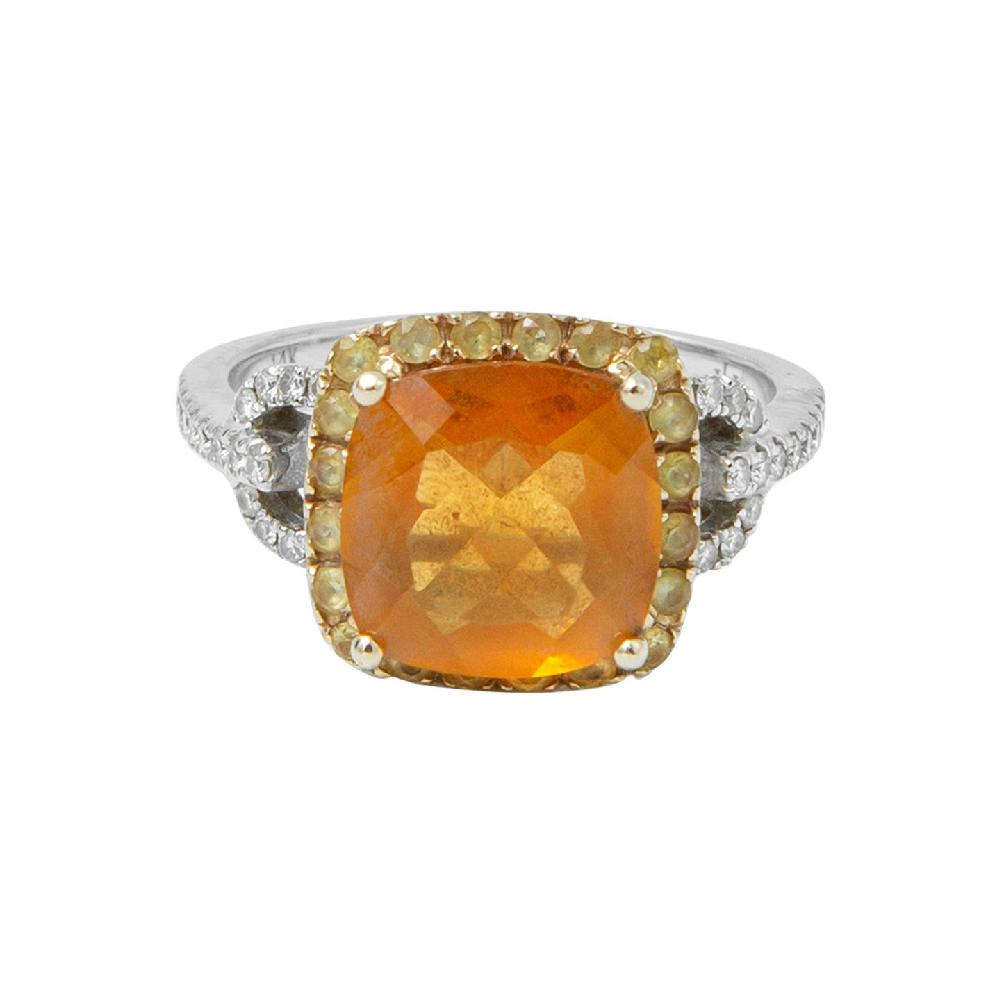 Anillo diseño especial con piedra naranja