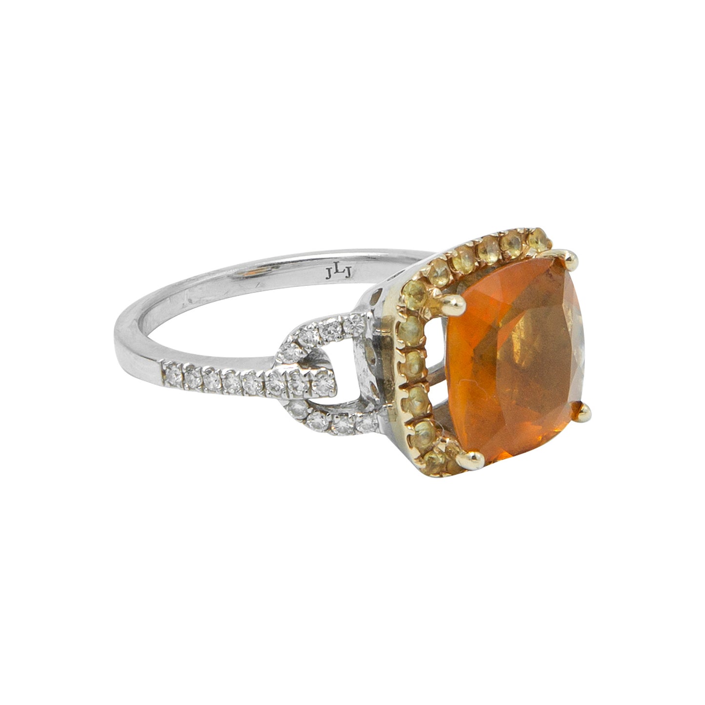 Anillo diseño especial con piedra naranja