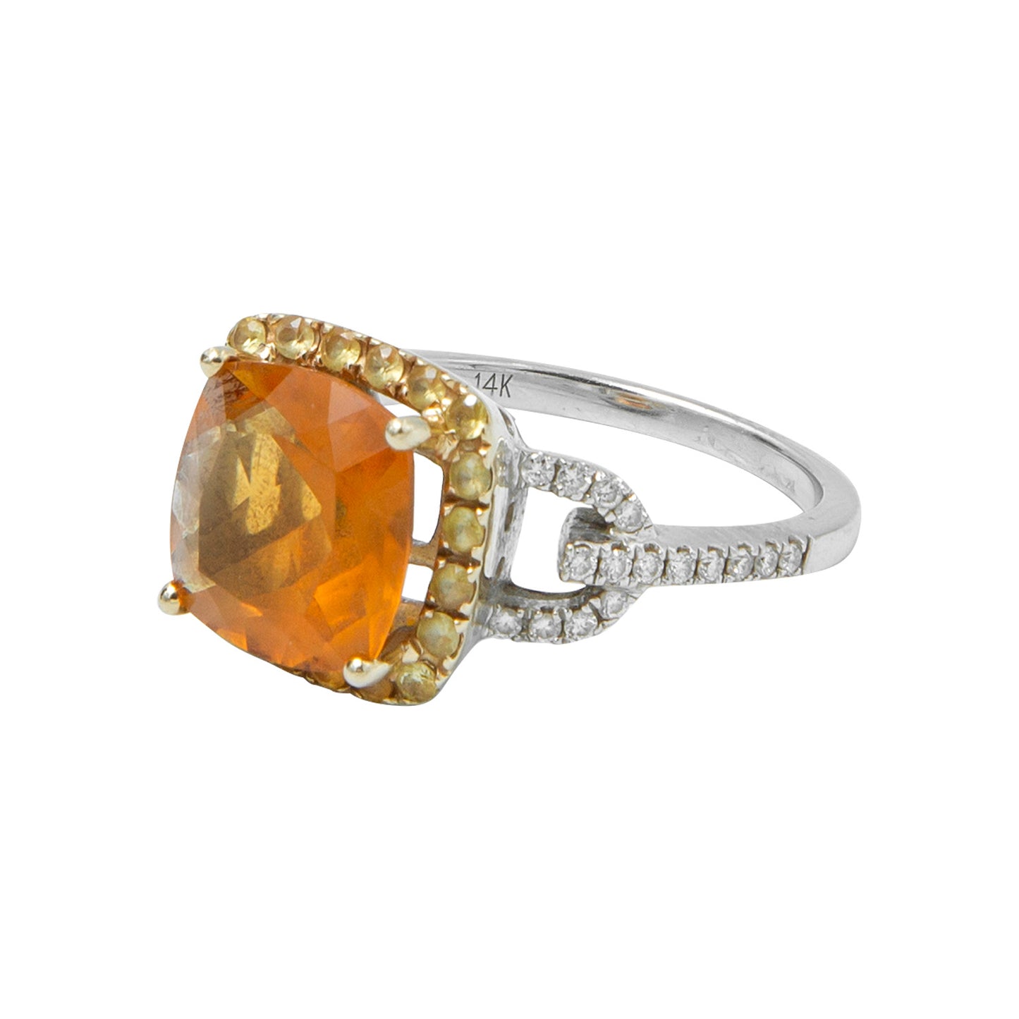 Anillo diseño especial con piedra naranja