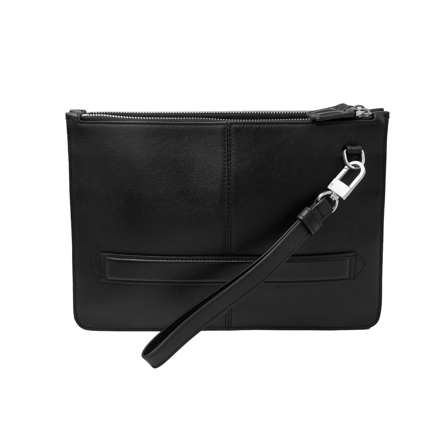 Bolso de mano pochette en piel color negro