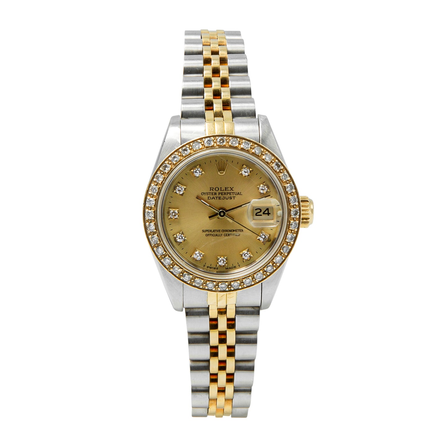 Rolex date just T69000A con diamantes