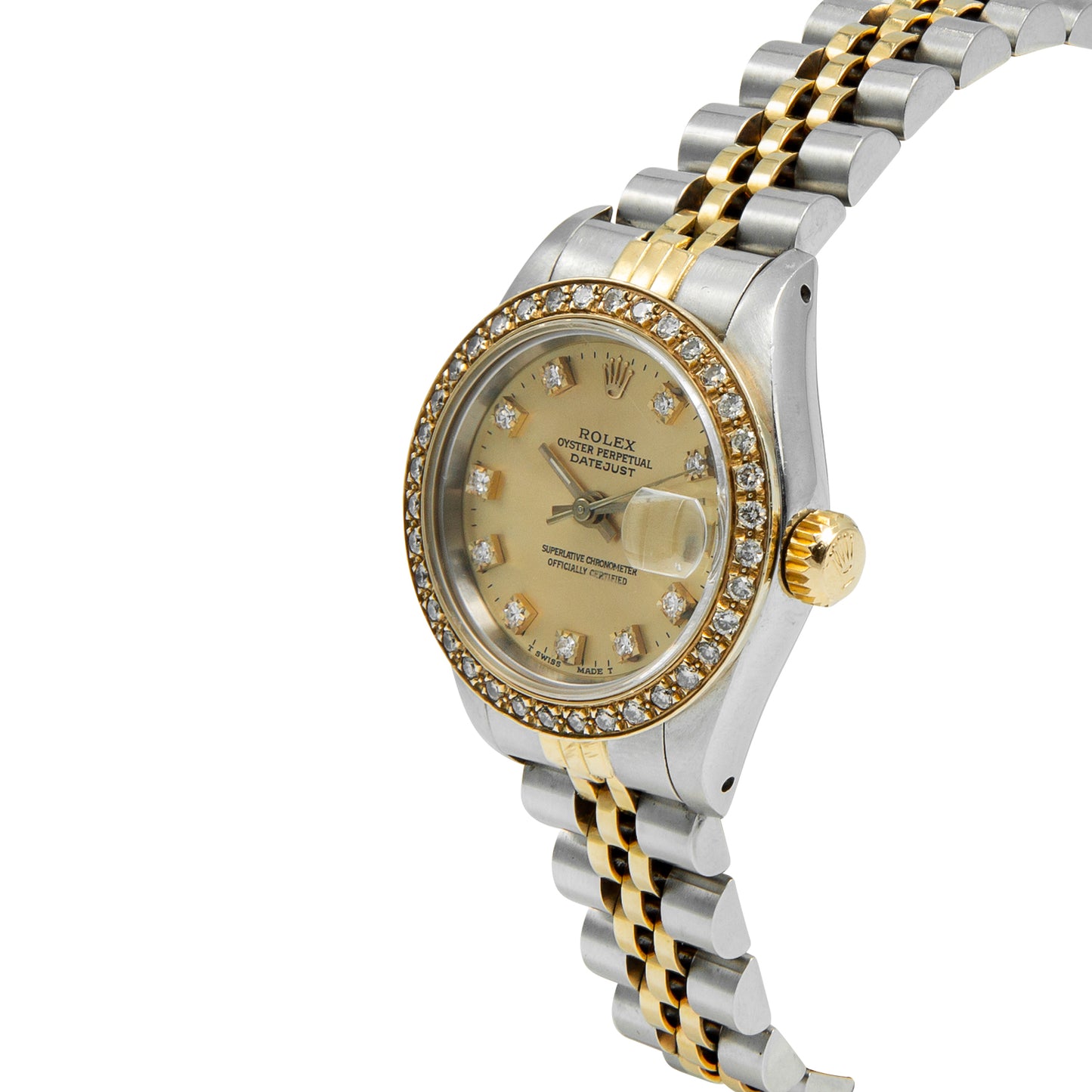 Rolex date just T69000A con diamantes