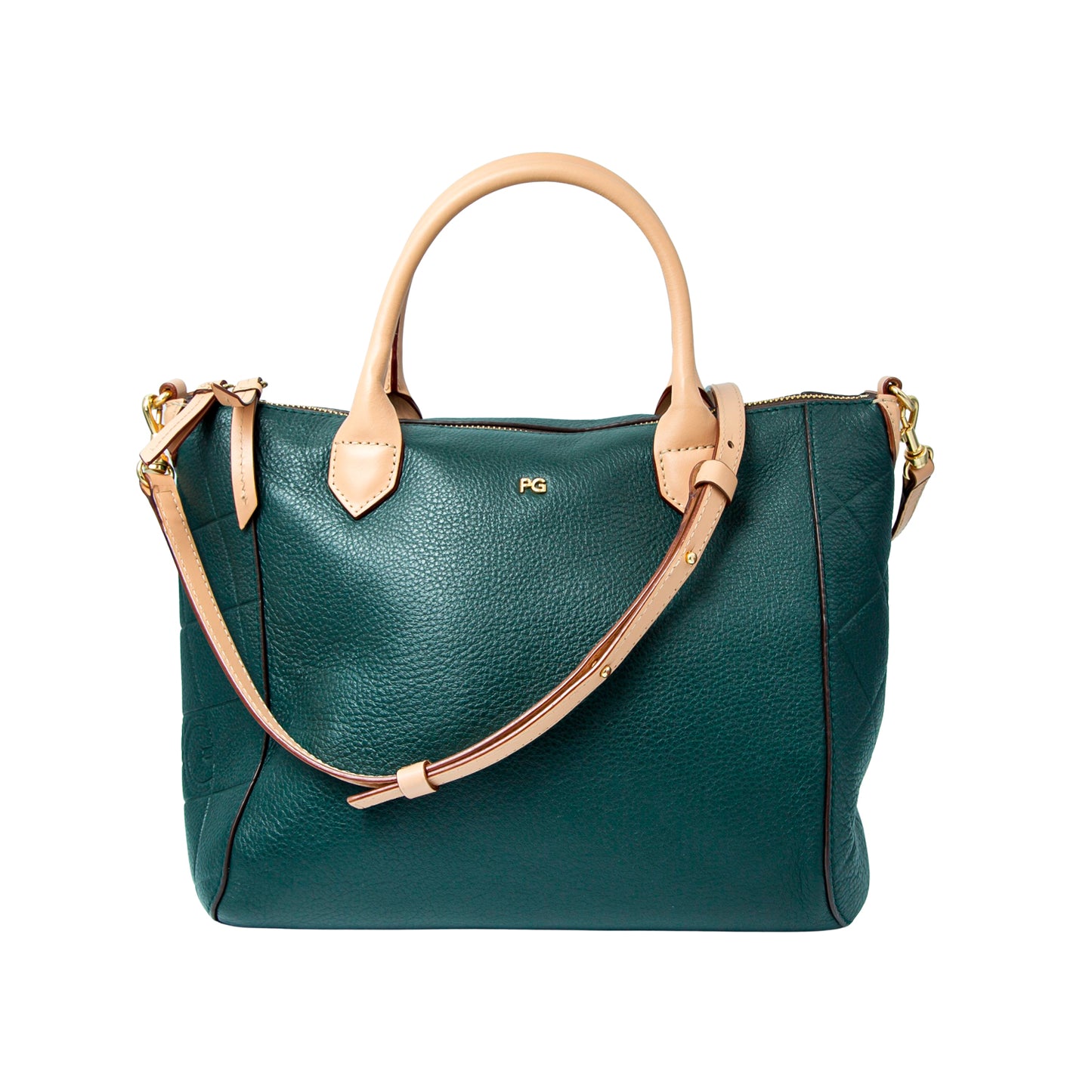 Bolso de mano en piel color verde