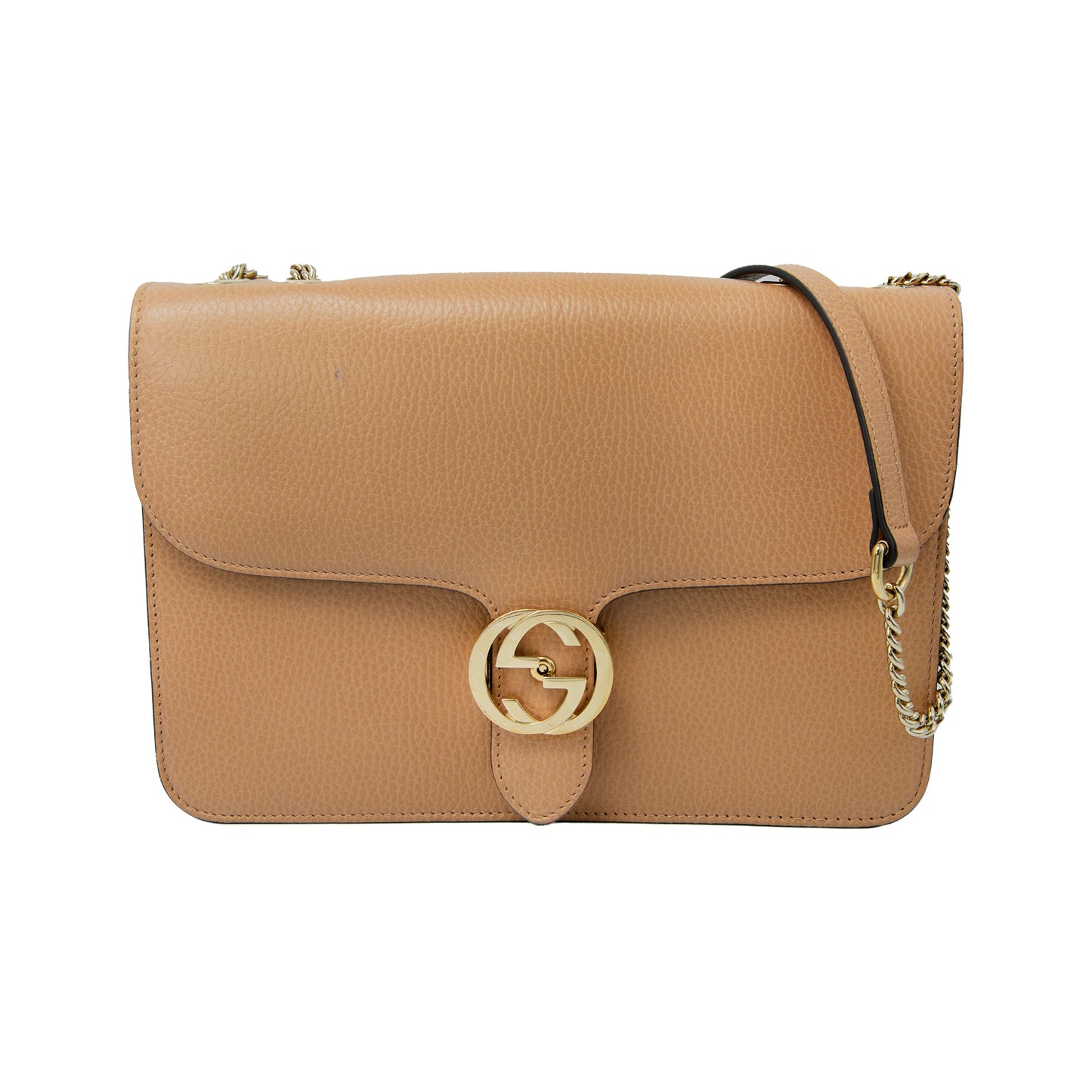 Crossbody Interlocking GG en color camel