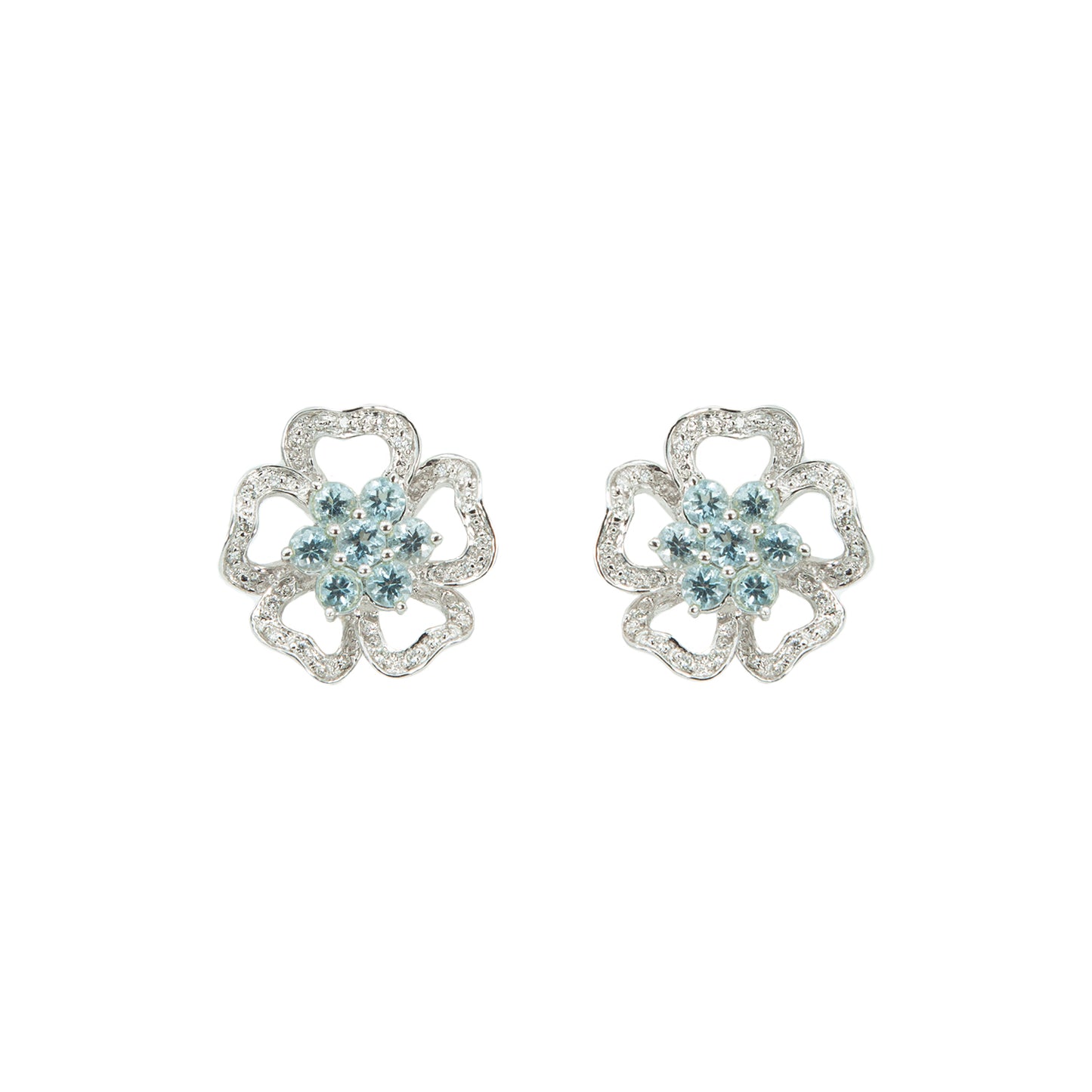 Aretes Diseño De Flor Celeste