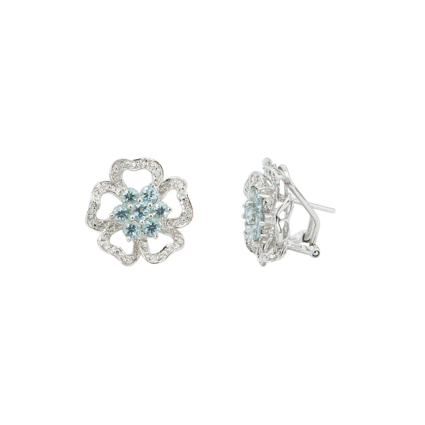 Aretes Diseño De Flor Celeste