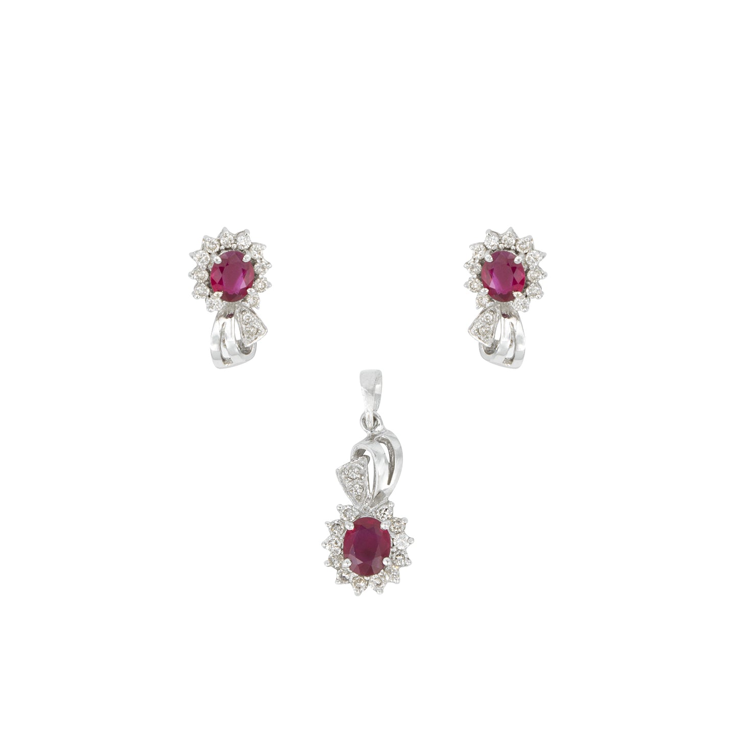 Juego de Aretes y Dije Piedra Rosa