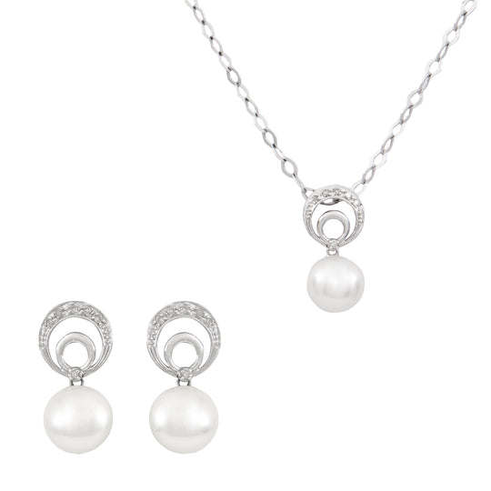 Juego de Aretes y Gargantilla Con Perlas