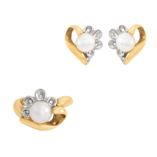 Juego de Aretes y Anillo Diseño Flor