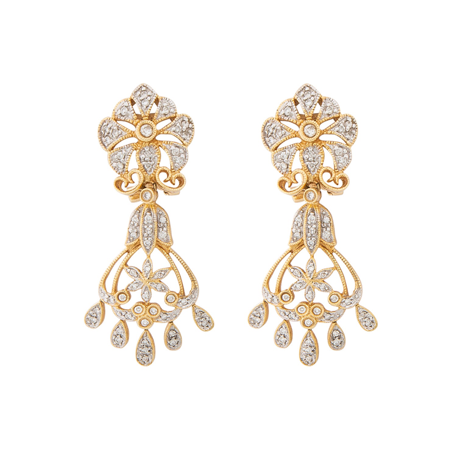 VENDIDO Aretes Largos Diseño Flores