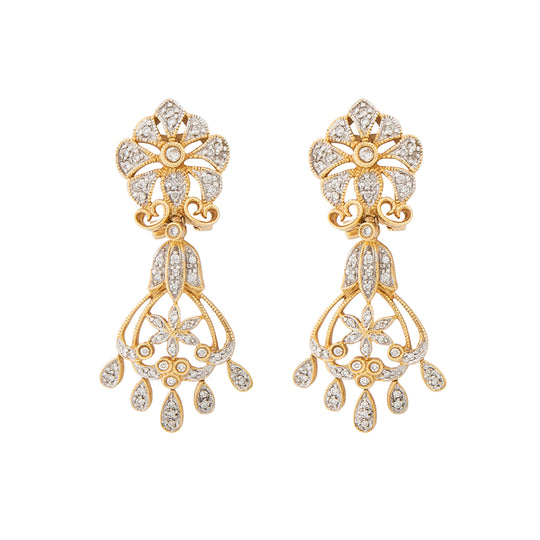 VENDIDO Aretes Largos Diseño Flores