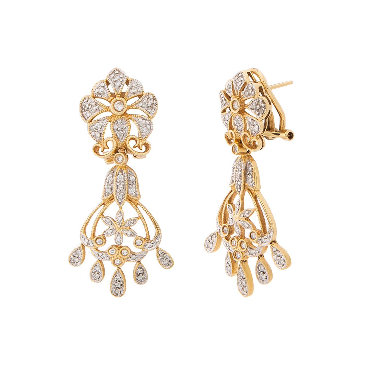 VENDIDO Aretes Largos Diseño Flores