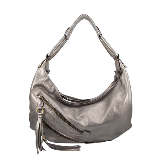 Bolso Hobo De Piel Con Borlas