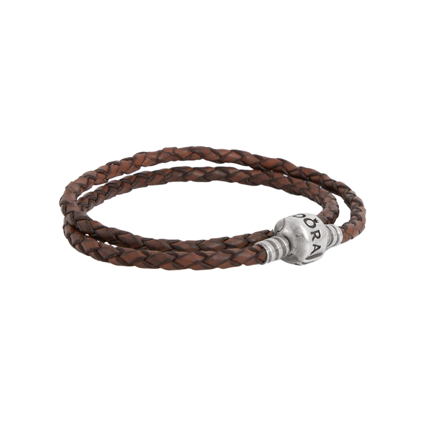 Brazalete Moments en Cuero Trenzado Doble Marrón