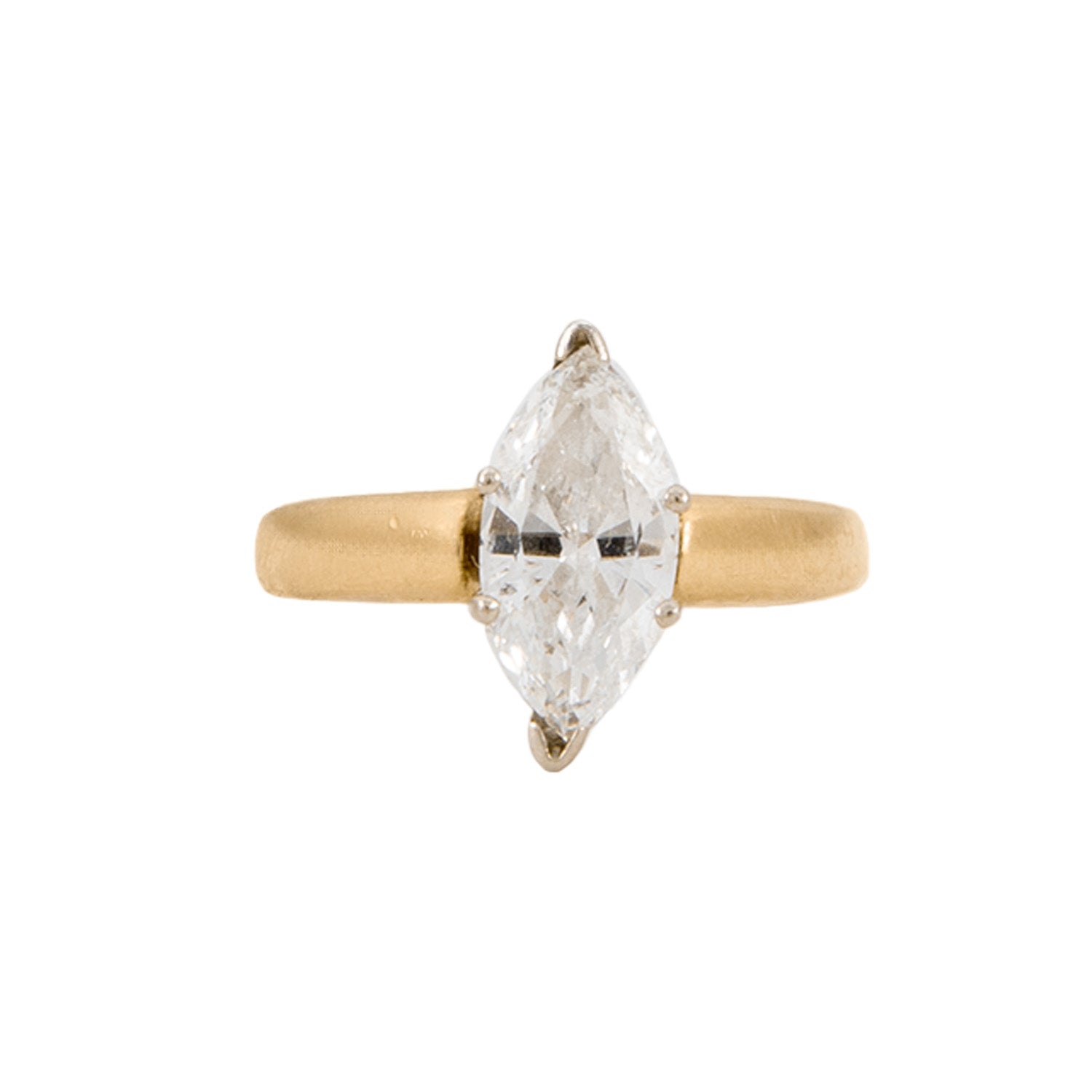 Anillo Solitario con Diamante Corte Marquesa 14k