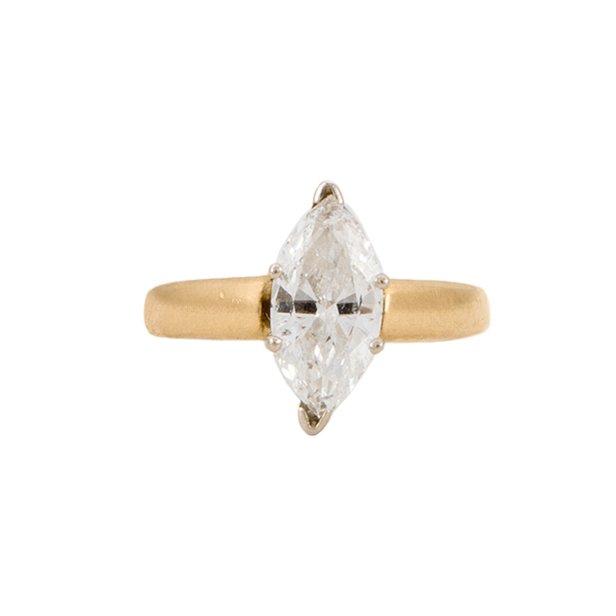 Anillo Solitario con Diamante Corte Marquesa 14k
