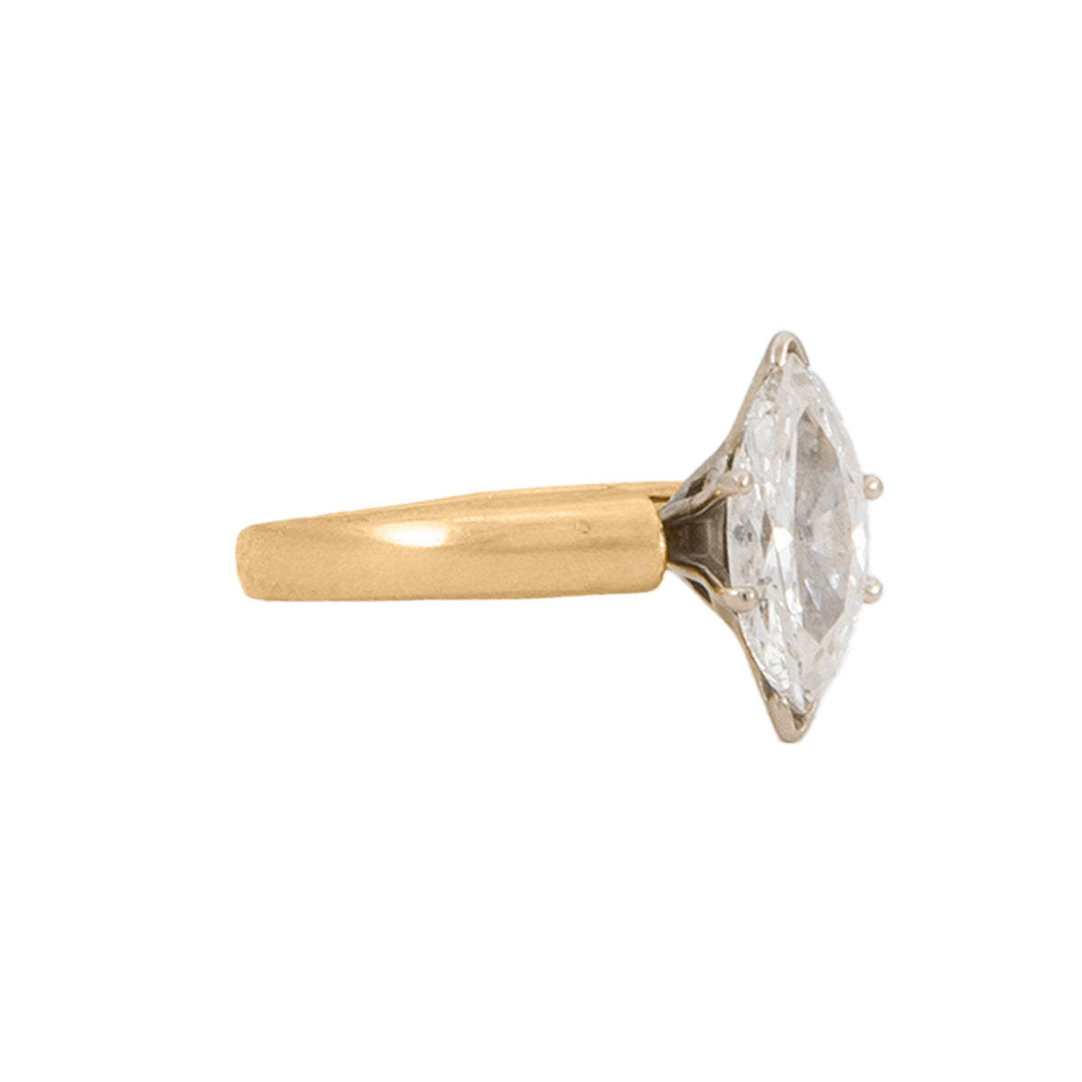 Anillo Solitario con Diamante Corte Marquesa 14k