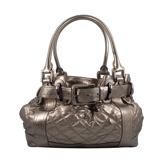 Bolso de Piel Con Acabado Metálico