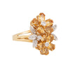 Anillo Diseño Doble Flor con Citrino y Diamantes