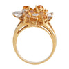 Anillo Diseño Doble Flor con Citrino y Diamantes