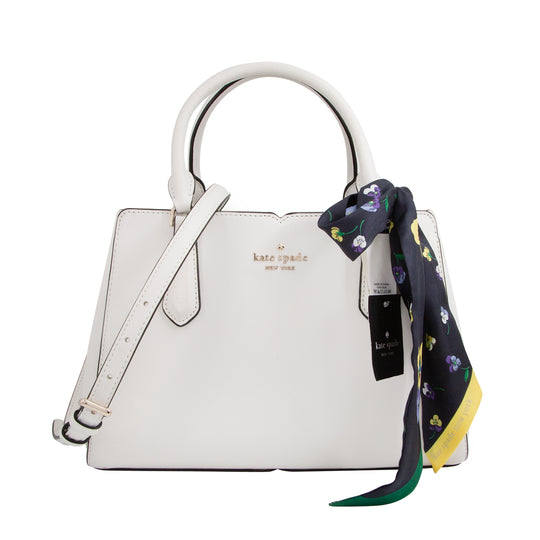Bolso Satchel Blanco con Pañuelo Floral
