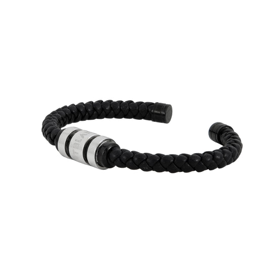 Brazalete Abierto Trenzado En Piel