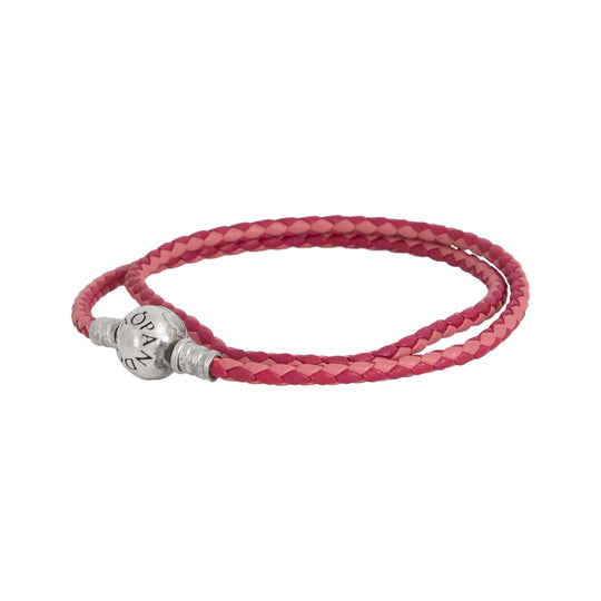 Brazalette Moments en Cuero Trenzado Doble Rosa