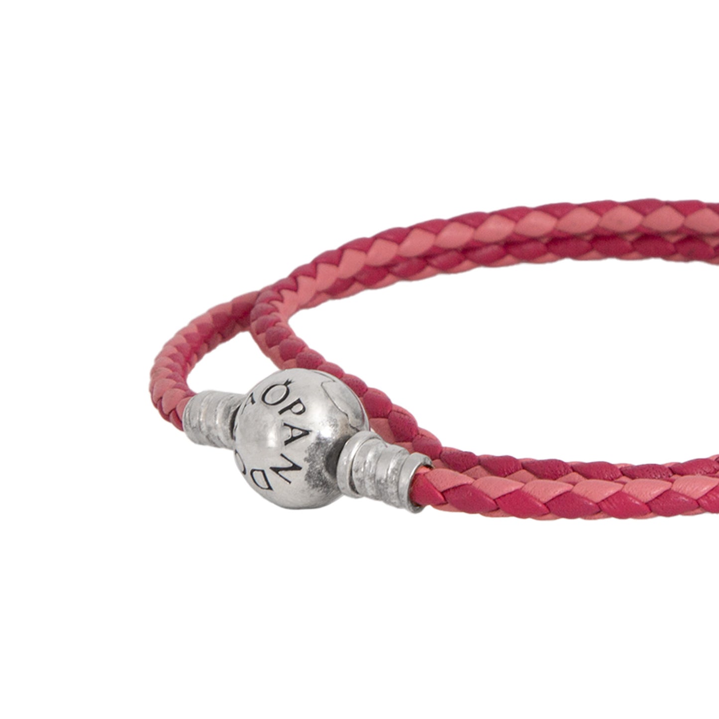 Brazalette Moments en Cuero Trenzado Doble Rosa