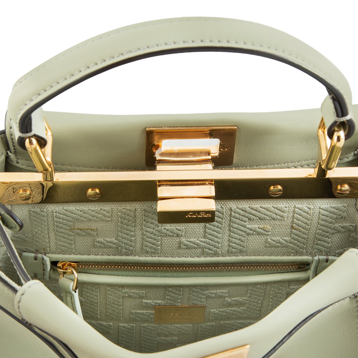 Bolso Vitello Seta Canvas FF Embroidered Mini Peekaboo Iconic Satchel