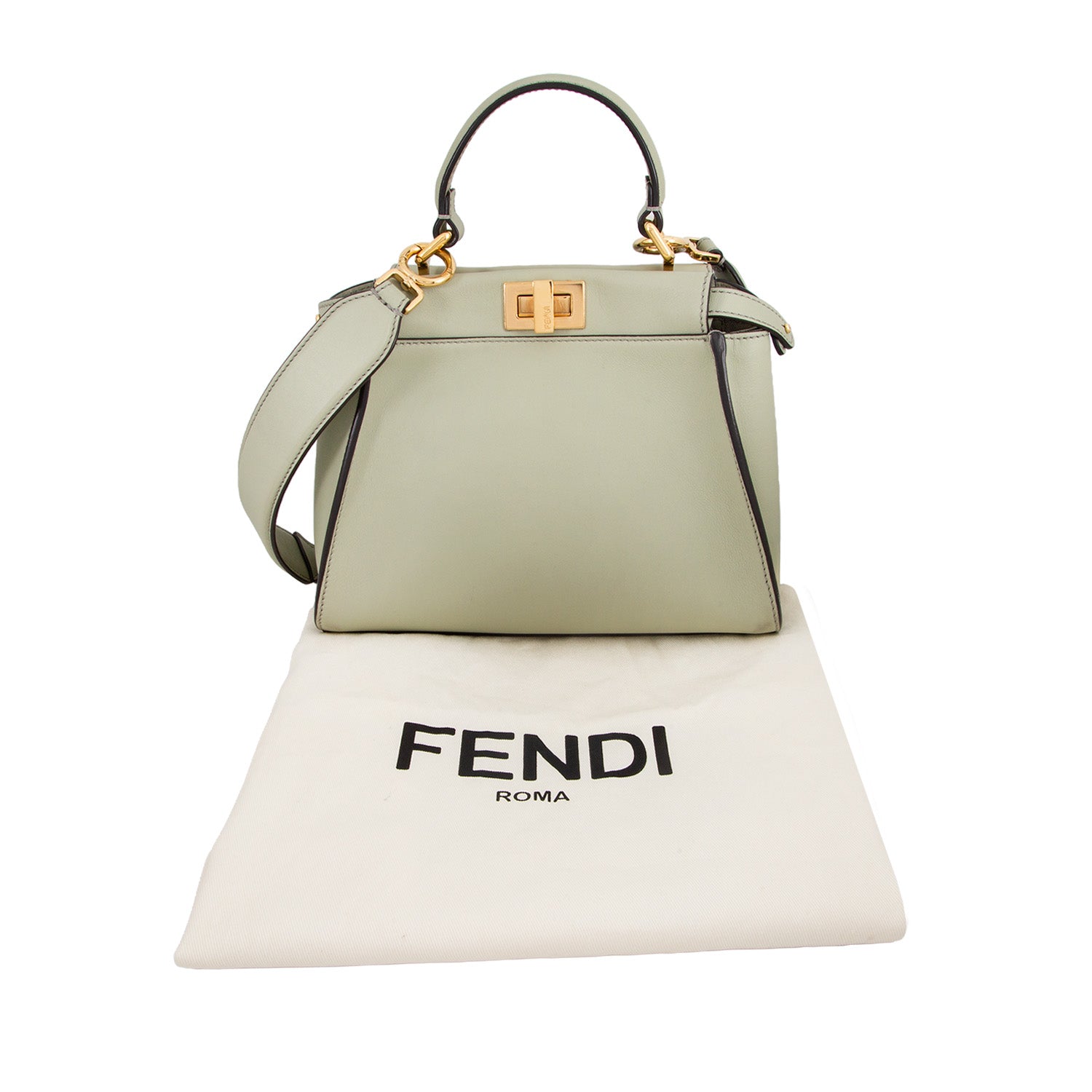 Bolso Vitello Seta Canvas FF Embroidered Mini Peekaboo Iconic Satchel