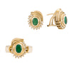 Juego de Aretes y Anillo con Diamantes y Esmeraldas